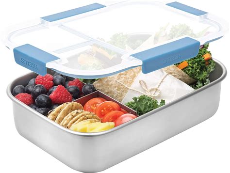 smash blue stainless steel bento 3 compartment lunch box|Smash Microwave Safe Stainless Steel 3 .